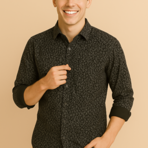 gents casual shirt , black printed
